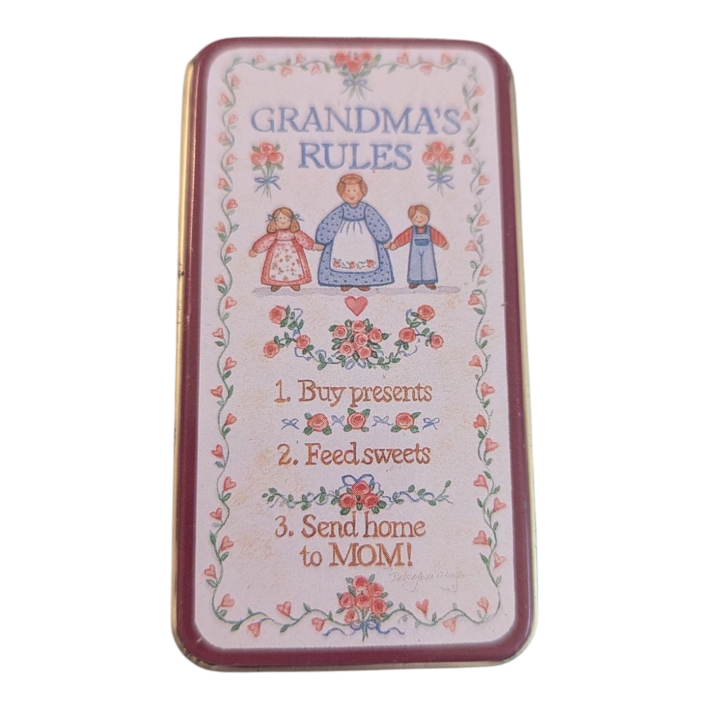 VTG Metal Funny Country Core Grandma's Rules Refrigerator Fridge Magnet 3.25"